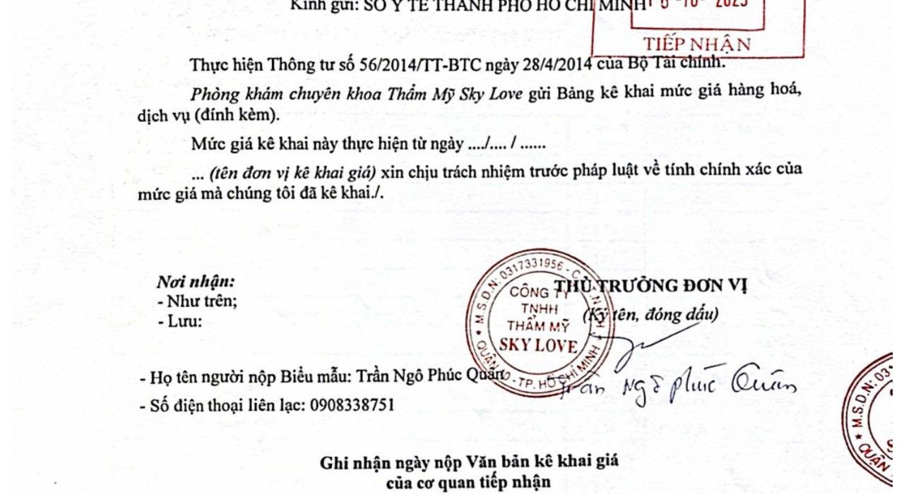Bảng Giá dịch vụ