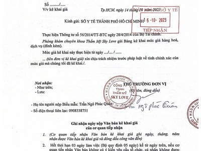 Bảng Giá dịch vụ